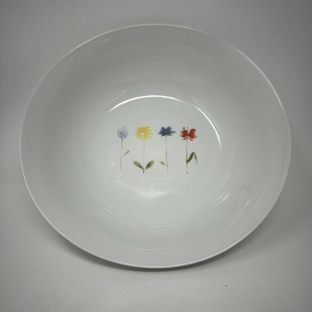 Pier 1 One Spring Pattern Floral 11” Serving Large Bowl Flowers